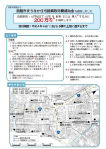 函館市小野寺住設のはこだつぃまちなか住宅建築取得費補助金